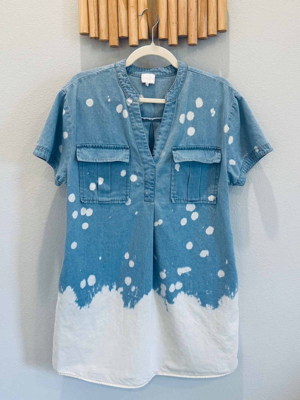 Anthropologie Denim Dip-Dye Dress with Bleach Splatter